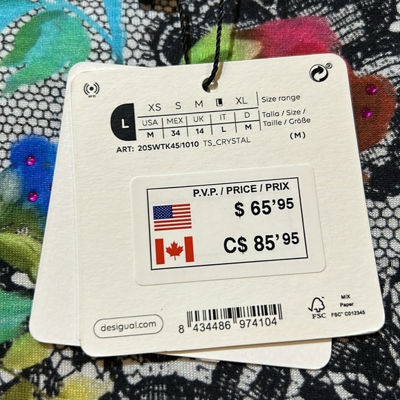 Desigual Crystal tank. Asymmetrical tie. NWT. Size US Medium - Picture 11 of 14